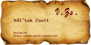 Vétek Zsolt névjegykártya